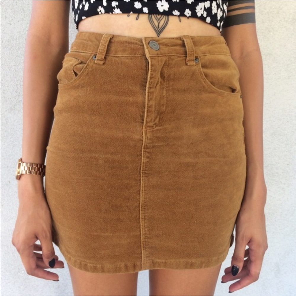 Brandy Melville Tan Corduroy Mini Skirt
